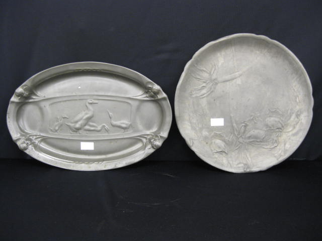 2 Kayserzinn Victorian Pewter Trays