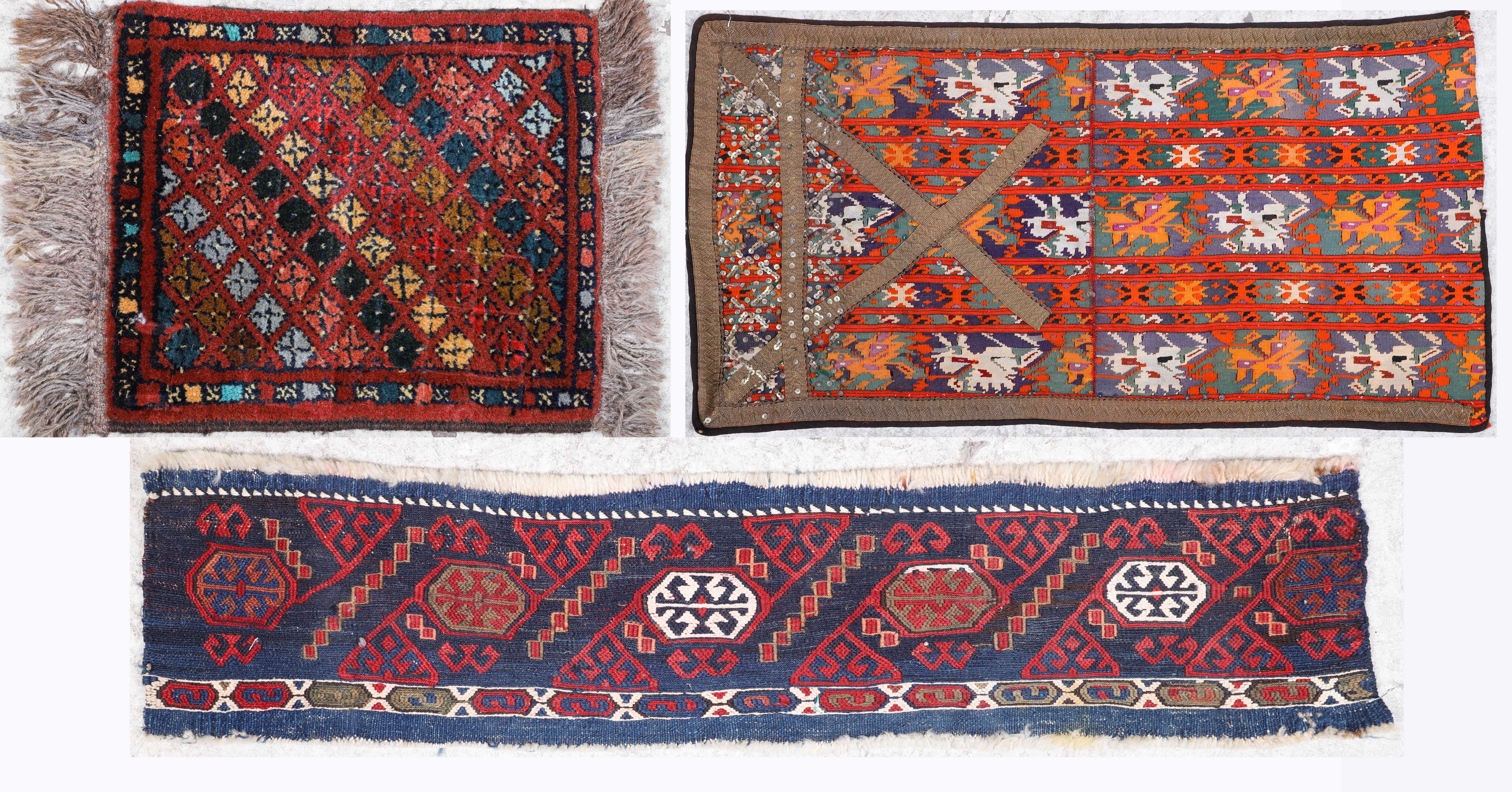 (2) Kilim Fragments, 9" X 3'5, 1'5"