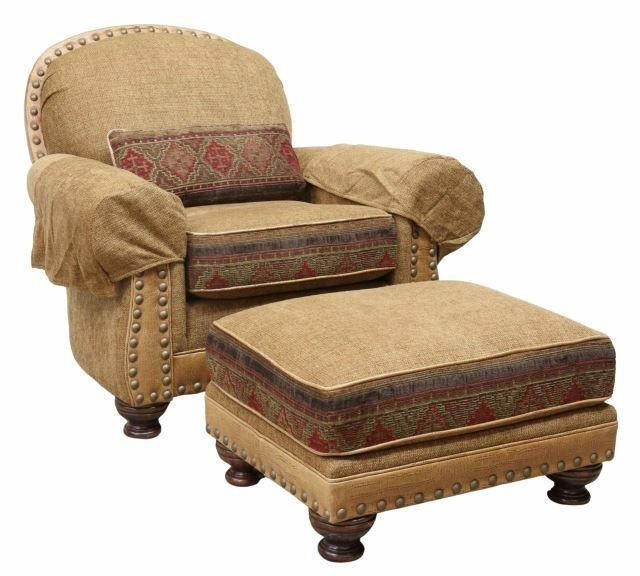 2) KING HICKORY LEATHER-TRIMMED