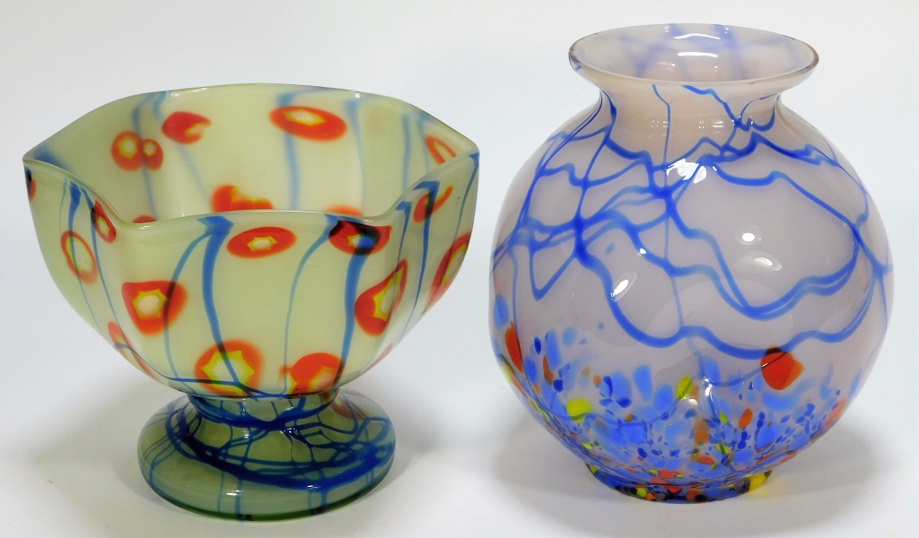 2 KRALIK BOHEMIAN CZECH ART GLASS