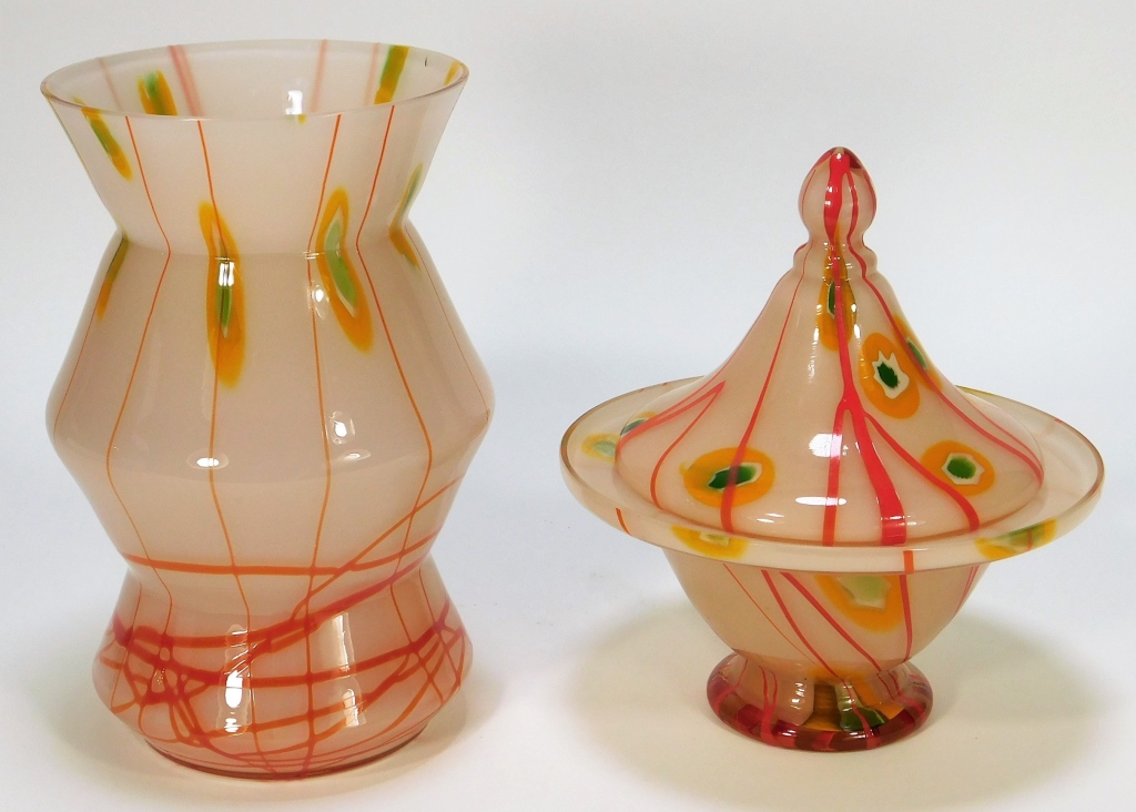 2 KRALIK BOHEMIAN CZECH ART GLASS