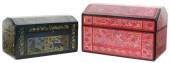 (2) LACQUERED WOOD BOXES, OLIN