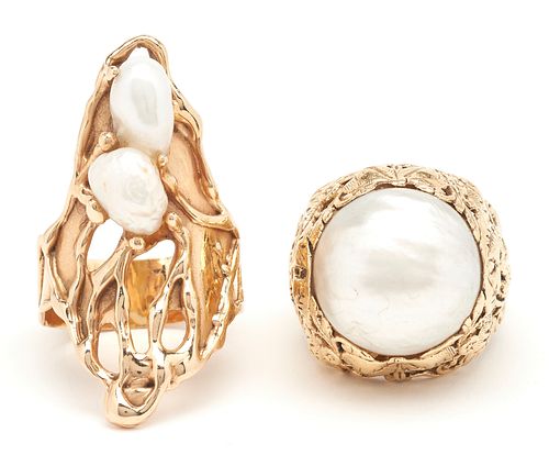 2 LADIES 14K & PEARL RINGS1st item: