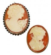 (2) LADIES CAMEO PENDANT BROOC