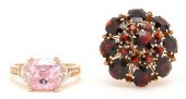 2 LADIES GOLD & GEMSTONE RINGS