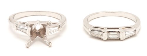 2 LADIES' PLATINUM & DIAMOND