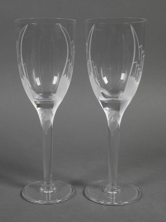 (2) LALIQUE ANGEL WING CHAMPAGNE