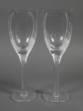 (2) LALIQUE ANGEL WING CHAMPAG