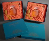(2) LALIQUE CRYSTAL EAU DE PAR