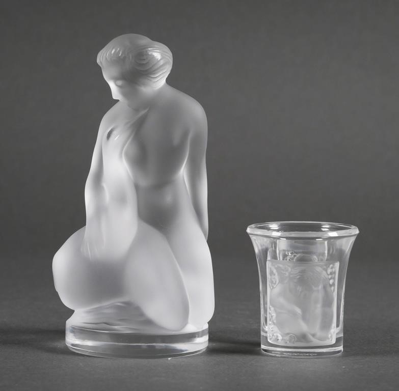 (2) LALIQUE CRYSTAL LEDA & SWAN,