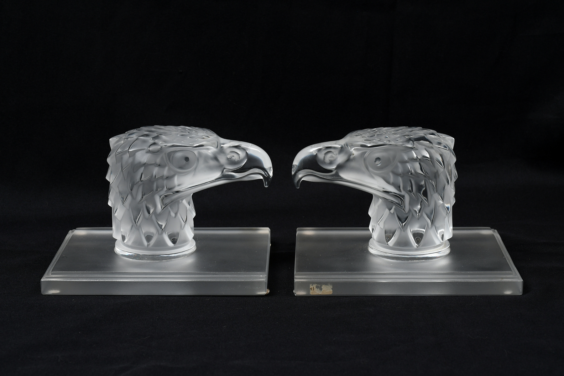 2 LALIQUE EAGLE'S HEAD AUTOMOBILE