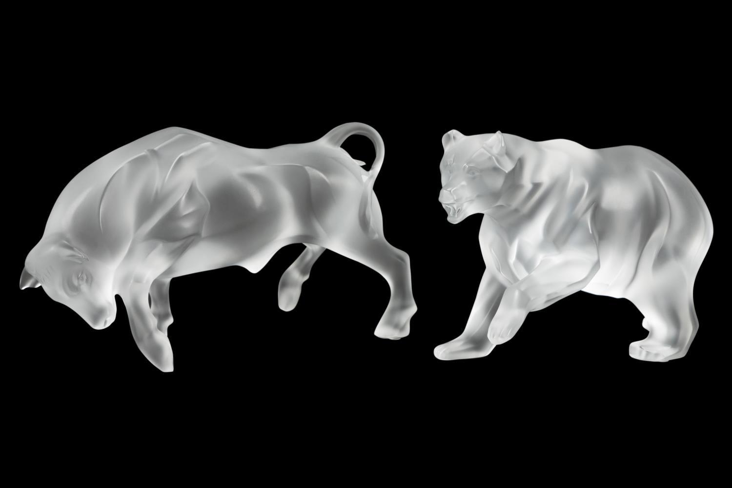 2 LALIQUE FROSTED CRYSTAL