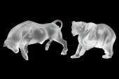 2 LALIQUE FROSTED CRYSTAL SCUL