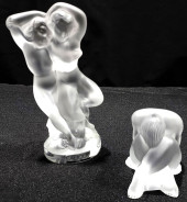 2 LALIQUE FROSTED GLASS FIGURI