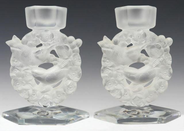 (2) LALIQUE 'MESANGES' SATIN