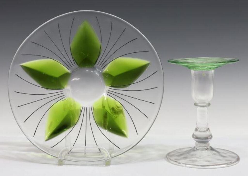 (2) LALIQUE PLATE & ART GLASS