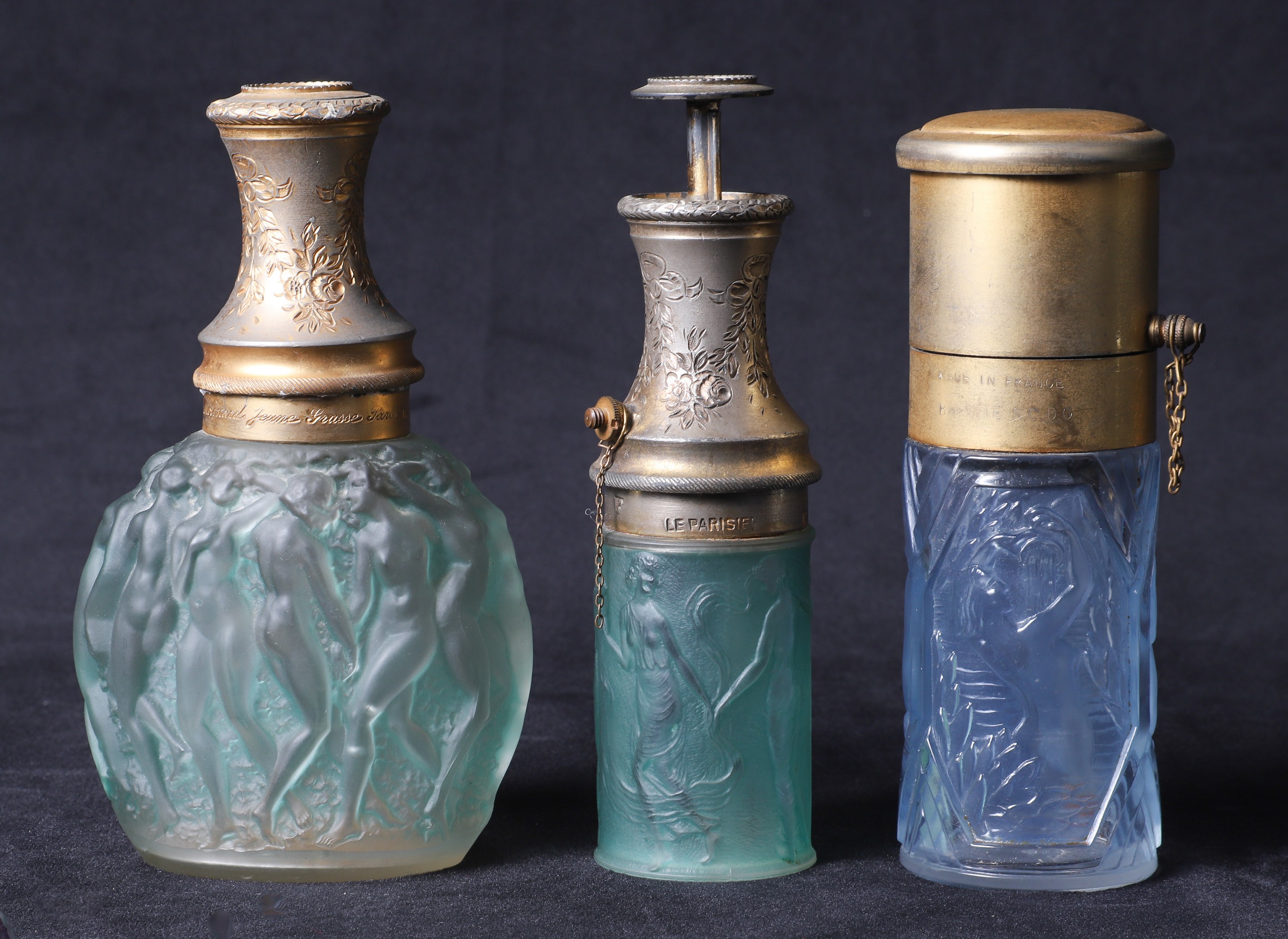 (2) Lalique scent bottles to