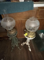 2 LAMPS, PARLOR, METAL BASES,