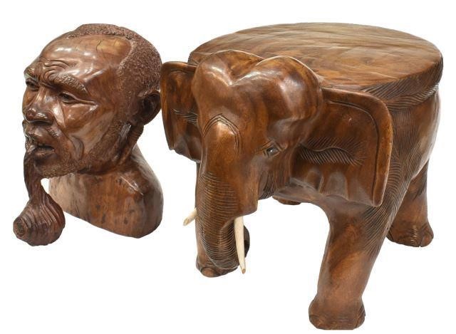 (2) LARGE AFRICAN WOOD CARVINGS,
