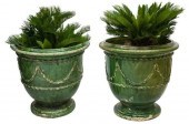 (2) LARGE ANDUZE GREEN GLAZE T