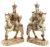 (2) LARGE ASIAN CARVED &AMP; T