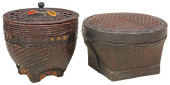(2) LARGE ASIAN WOVEN RATTAN C