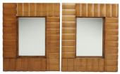 (2) LARGE BAMBOO-FRAMED BEVELE