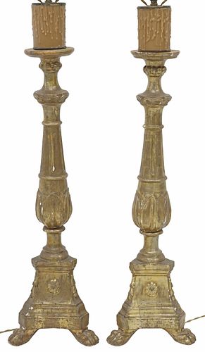 (2) LARGE BAROQUE STYLE PARCEL GILT