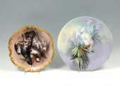 2 LARGE BIRD MOTIF LIMOGES PLA