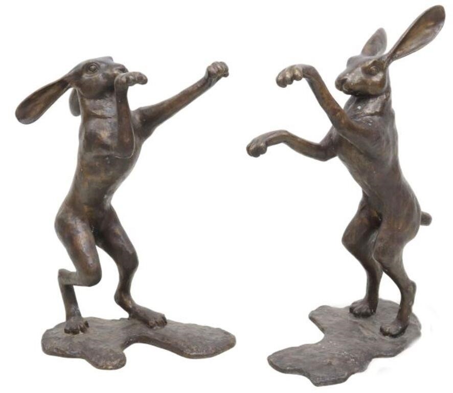 (2) LARGE BRONZE SCULPTURE BOXING