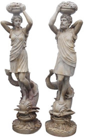 (2) LARGE CARVED MARBLE SCULPT