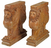 (2) LARGE CARVED SIENNA MARBLE