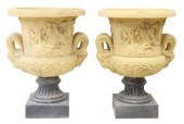 (2) LARGE CAST RESIN GARDEN UR