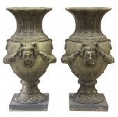 (2) LARGE CAST RESIN GARDEN UR