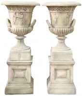 (2) LARGE CAST STONE CAMPANA-F