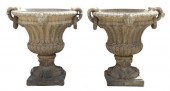 (2) LARGE CAST STONE CAMPANA-F