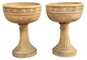 2) LARGE CAST STONE CHALICE-FO