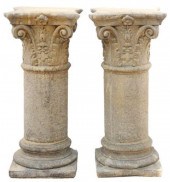 (2) LARGE CAST STONE CORINTHIA