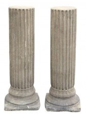 2) LARGE CAST STONE FLUTED COL