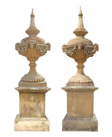 2) LARGE CAST STONE GARDEN STATUARY