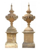 2) LARGE CAST STONE GARDEN STA