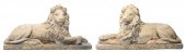 2) LARGE CAST STONE RECUMBENT