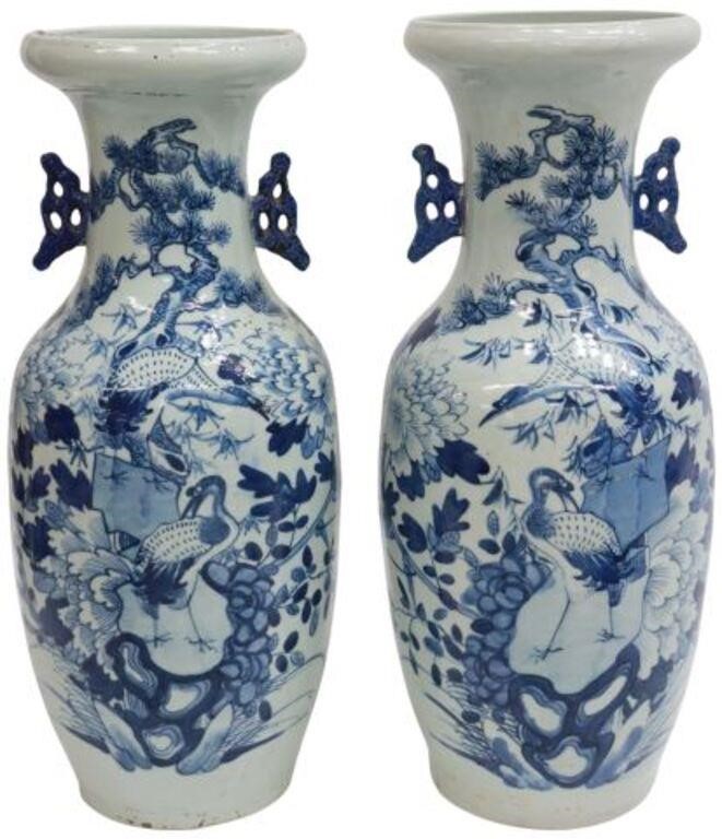 (2) LARGE CHINESE BLUE & WHITE