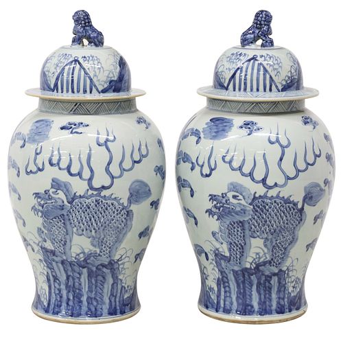 (2) LARGE CHINESE BLUE &AMP;