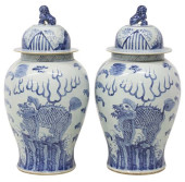 (2) LARGE CHINESE BLUE &AMP; W