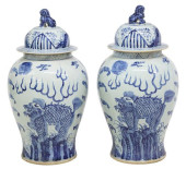 (2) LARGE CHINESE BLUE &AMP; W
