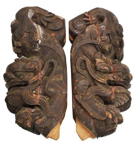 (2) LARGE CHINESE CARVED