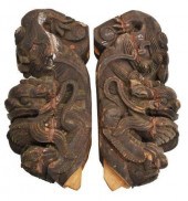 (2) LARGE CHINESE CARVED ARCHI