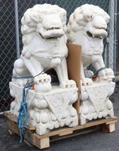 (2) LARGE CHINESE CARVED MARBL