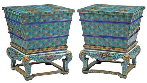(2) LARGE CHINESE CLOISONNE